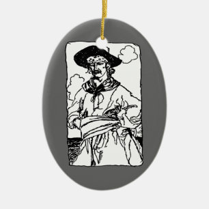 Vintag Pirates Sketch eines Captain von Howard Pyl Keramik Ornament