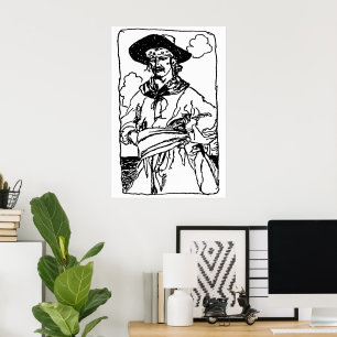 Vintag Pirates Sketch eines Captain von Howard Pyl Poster