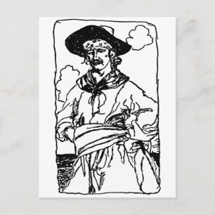 Vintag Pirates Sketch eines Captain von Howard Pyl Postkarte