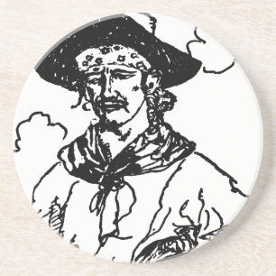 Vintag Pirates Sketch eines Captain von Howard Pyl Sandstein Untersetzer
