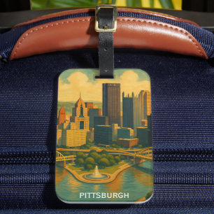 Vintag Pittsburgh Pennsylvania Skyline Gepäckanhänger