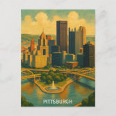 Vintag Pittsburgh Pennsylvania Skyline Postkarte (Vorderseite)