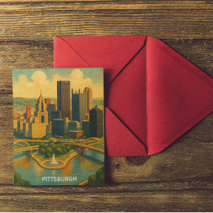 Vintag Pittsburgh Pennsylvania Skyline Postkarte