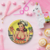 Vintag Pizza Girl Pappteller (Party)