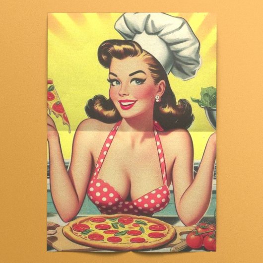 Vintag Pizza Girl Seidenpapier