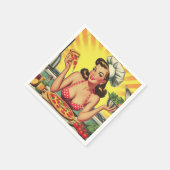 Vintag Pizza Girl Serviette (Ecke)