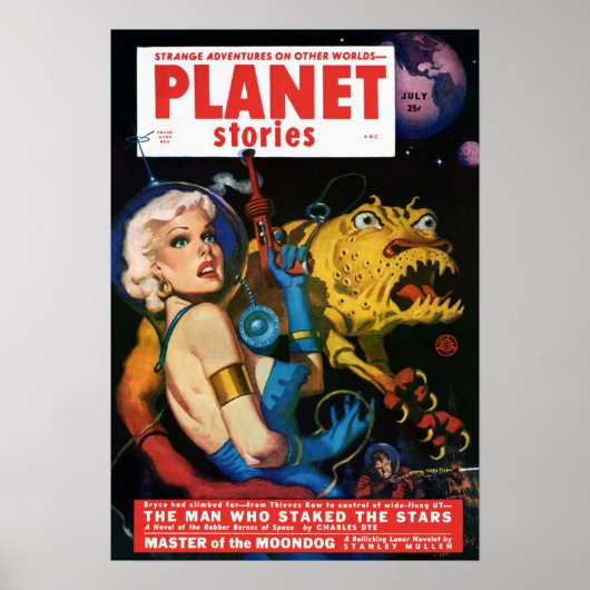 Vintag Planet Stories Alien Invasion Poster (Vorne)