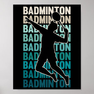 Vintag Play Badminton Silhouette Sport Player Shu Poster