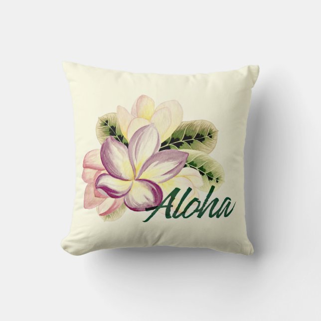 Vintag Plumeria Aloha Kissen (Vorderseite)