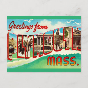 Vintag Plymouth MA Postkarte