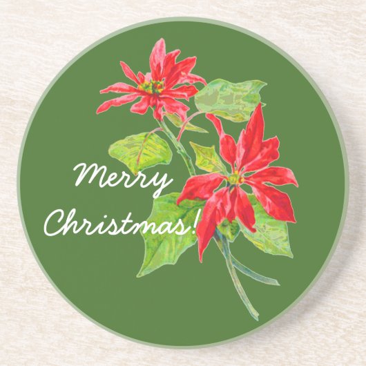 Vintag Poinsettia Frohe Weihnachten Getränkeuntersetzer (Vorne)