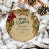 Vintag Poinsettia Gold Scroll Weihnachten Pappteller