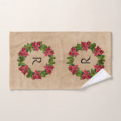 Vintag Poinsettia Holly Berry Wreath Monogramm Badhandtuch Set (Handtuch)