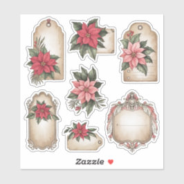 Vintag Poinsettia Weihnachtsbaum Ephemera Stickers Aufkleber