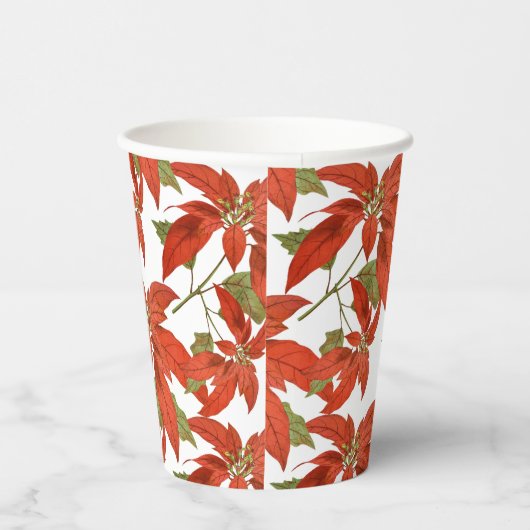 Vintag Poinsettias Frohe Weihnachten Pappbecher (Rechts)