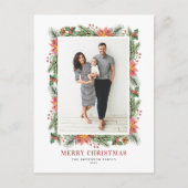 Vintag Poinsettias Pine Needles Foto Feiertagspostkarte (Vorderseite)