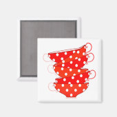 Vintag Polka dot teacup Magnet (Vorderseite/Rückseite)