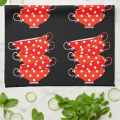 Vintag Polka dot teacup rot-weiß whimsissil Geschirrtuch (Gefaltet)