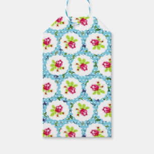 Vintag Polka Dots Grüne Rote Rose Blume Geschenkanhänger