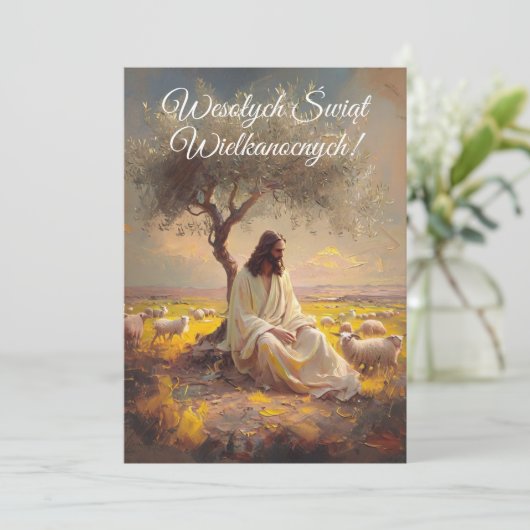 Vintag Polnischer Ostern Wesolego Alleluja Einladung (Stehend Vorderseite)