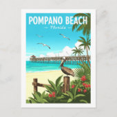 Vintag Pompano Beach Florida Postkarte (Vorderseite)