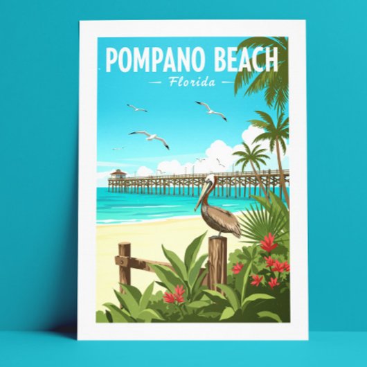 Vintag Pompano Beach Florida Postkarte