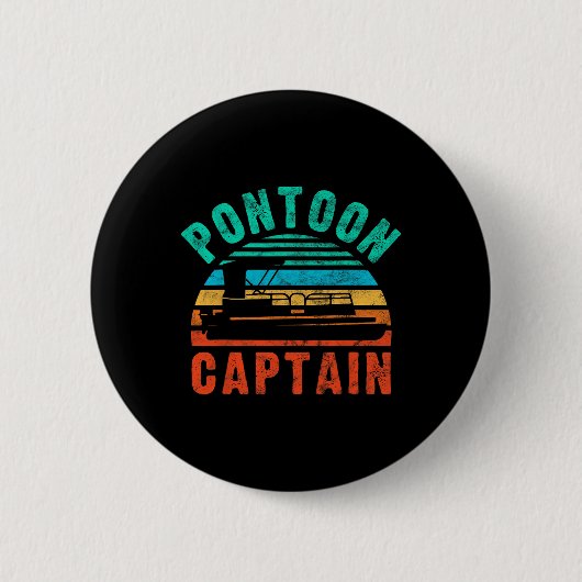 Vintag Pontoon Captain Boat Owner Bootbesitzer Button (Vorderseite)