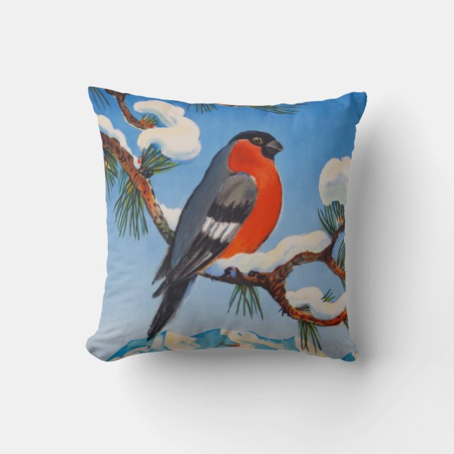 Vintag Pontresina Winterurlaub Schweiz Kissen (Vorderseite)