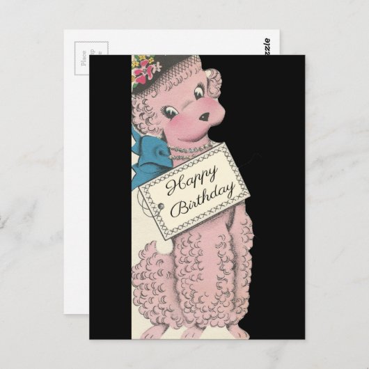 Vintag Poodle Happy Birthday Postkarte (Vorne/Hinten)