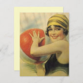 Vintag Pool Party Beach Einladung Flapper Cloche (Vorne/Hinten)