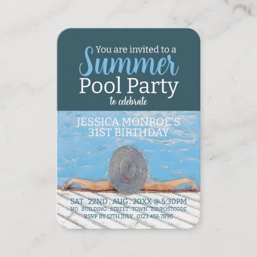 Vintag Pool Party Geburtstag Handout Tickets (Vorderseite)