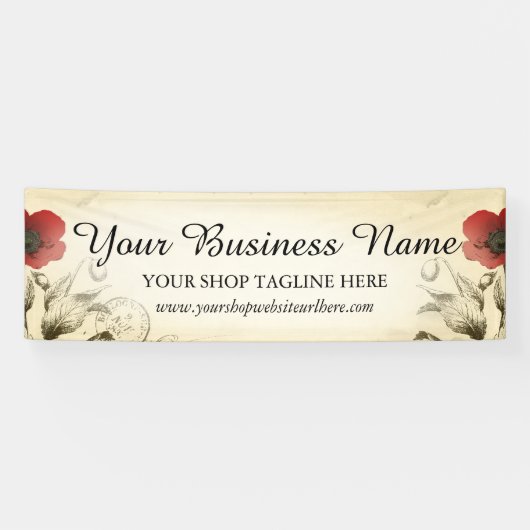 Vintag Poppies Ephemera Banner (Horizontal)