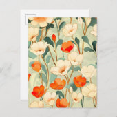 Vintag Poppy Blossom Ankündigungspostkarte (Vorne/Hinten)
