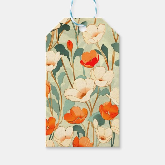Vintag Poppy Blossom Geschenkanhänger (Vorderseite)