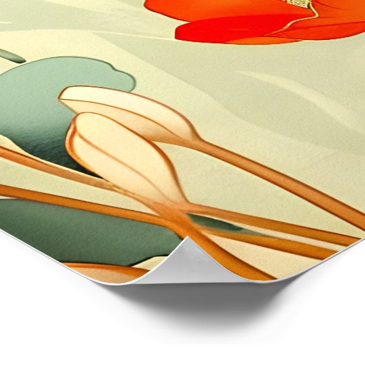 Vintag Poppy Blossom Poster (Ecke)