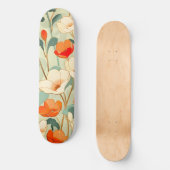Vintag Poppy Blossom Skateboard (Vorderseite)