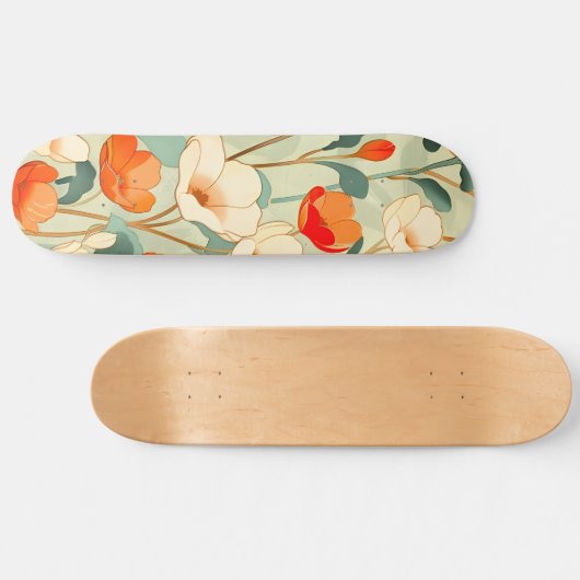 Vintag Poppy Blossom Skateboard (Horizontal)