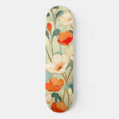 Vintag Poppy Blossom Skateboard (Vorderseite)