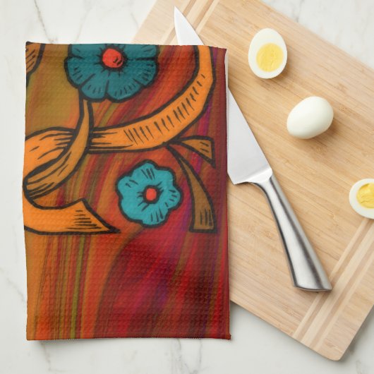 Vintag Poppy Geschirrtuch (Viertel Falte)