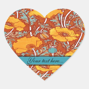 Vintag Poppy ~ Heart Sticker