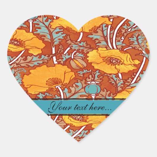 Vintag Poppy ~ Heart Sticker (Vorderseite)