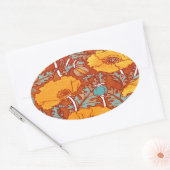 Vintag Poppy Ovaler Aufkleber (Umschlag)