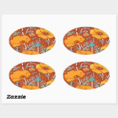 Vintag Poppy Ovaler Aufkleber (Blatt)