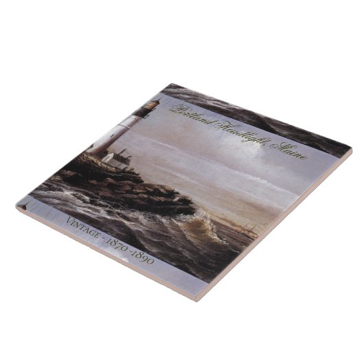 Vintag Portland Headlight Maine William Walker Fliese (Seite)