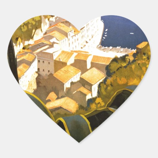 Vintag Portofino Italien Herz-Aufkleber (Vorderseite)