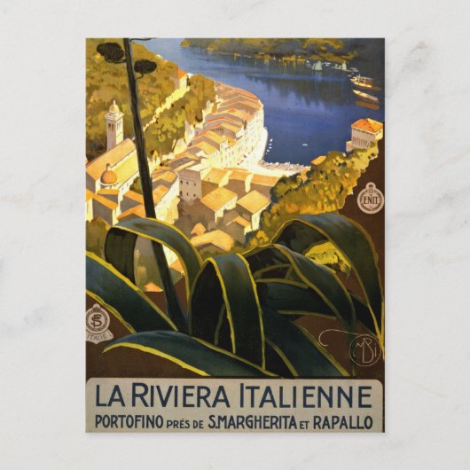 Vintag Portofino Italien Postkarte (Vorderseite)