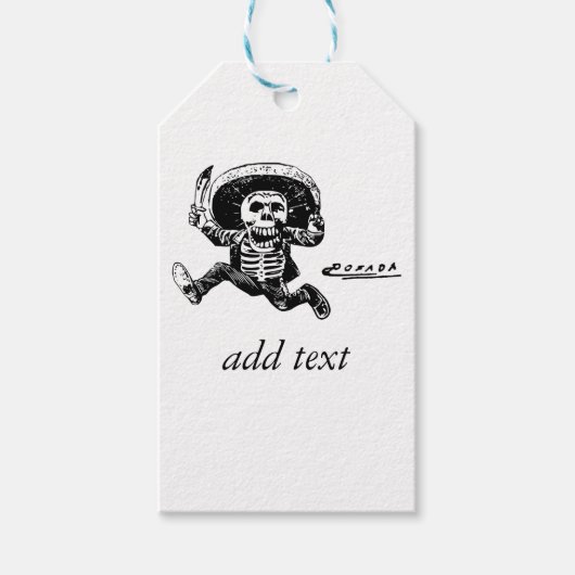 Vintag Posada Mexican Skeleton Knife Geschenkanhänger (Vorderseite)