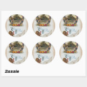 Vintag Post Card Erntedank Türkei Runder Aufkleber (Blatt)