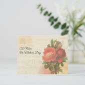 Vintag Post Mother's Day Rote Rose Bouquet Postkarte (Stehend Vorderseite)