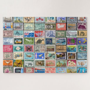 Vintag Postage Briefmarke Collage Jigsaw Puzzle